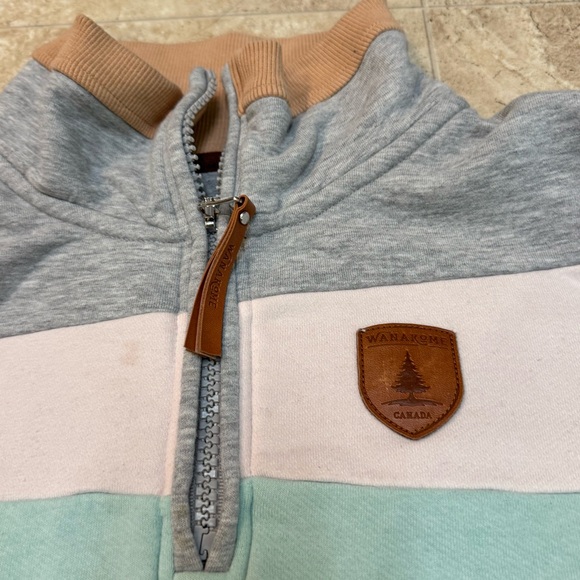 Wanakome Women’s Betty Quarter Zip Gray Mint ColorBlock Sweatshirt Size Large - Picture 4 of 11